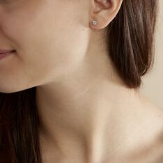 Boucles D'oreilles Puces 4 Griffes Or Blanc Diamant Synthetique - Clous d'oreilles Femme | Marc Orian