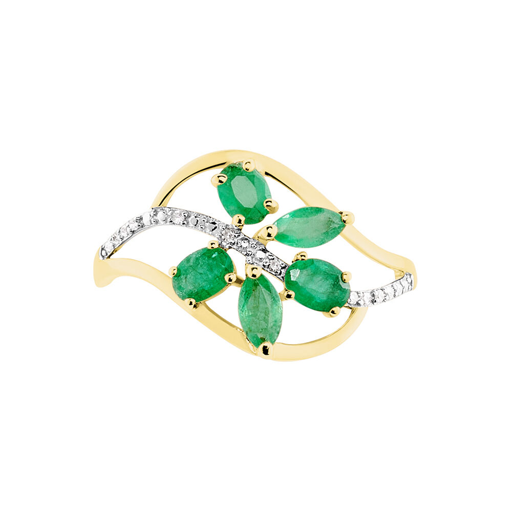 Bague Orchidee Or Jaune Emeraude Diamant - Bagues vintage Femme | Marc Orian