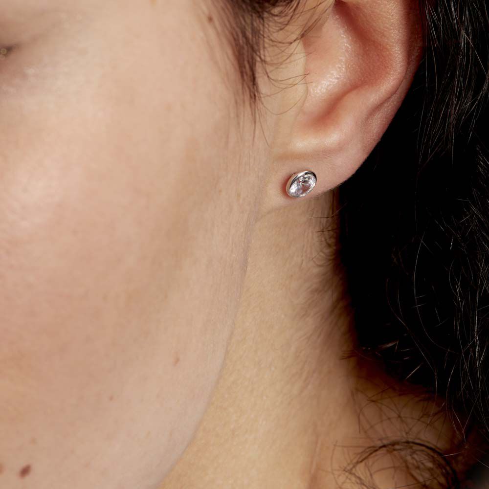 Boucles D'oreilles Puces Salona Or Blanc Topaze - Puces Femme | Marc Orian