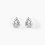 Boucles D'oreilles Puces Domitia Or Blanc Diamant - Puces Femme | Marc Orian