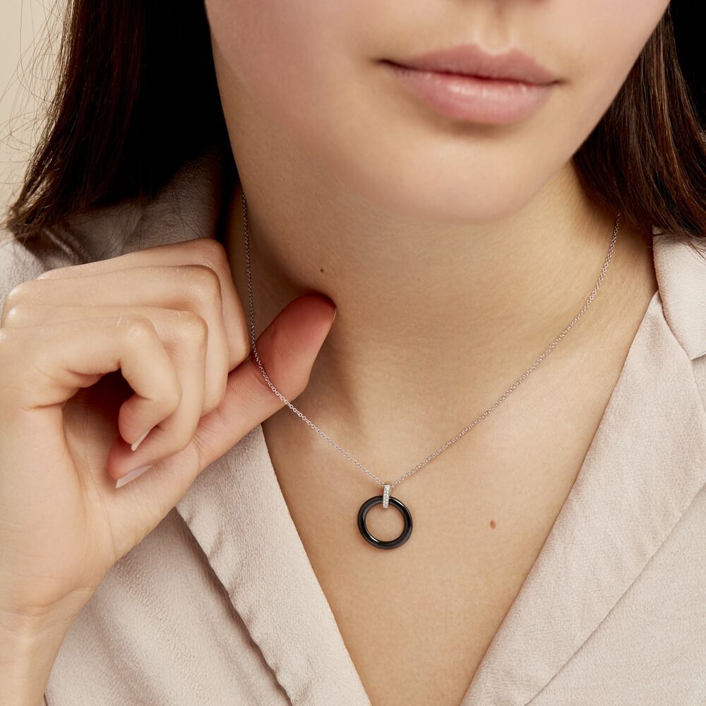 Collier Natacha Cera Argent Blanc Céramique Et Oxyde De Zirconium - Colliers avec pierres Femme | Marc Orian