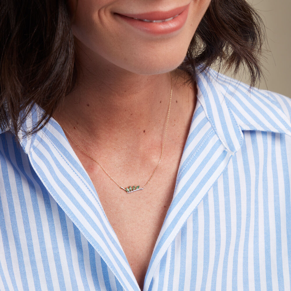 Collier Navette Or Jaune Emeraude Diamant - Mix and Match Femme | Marc Orian