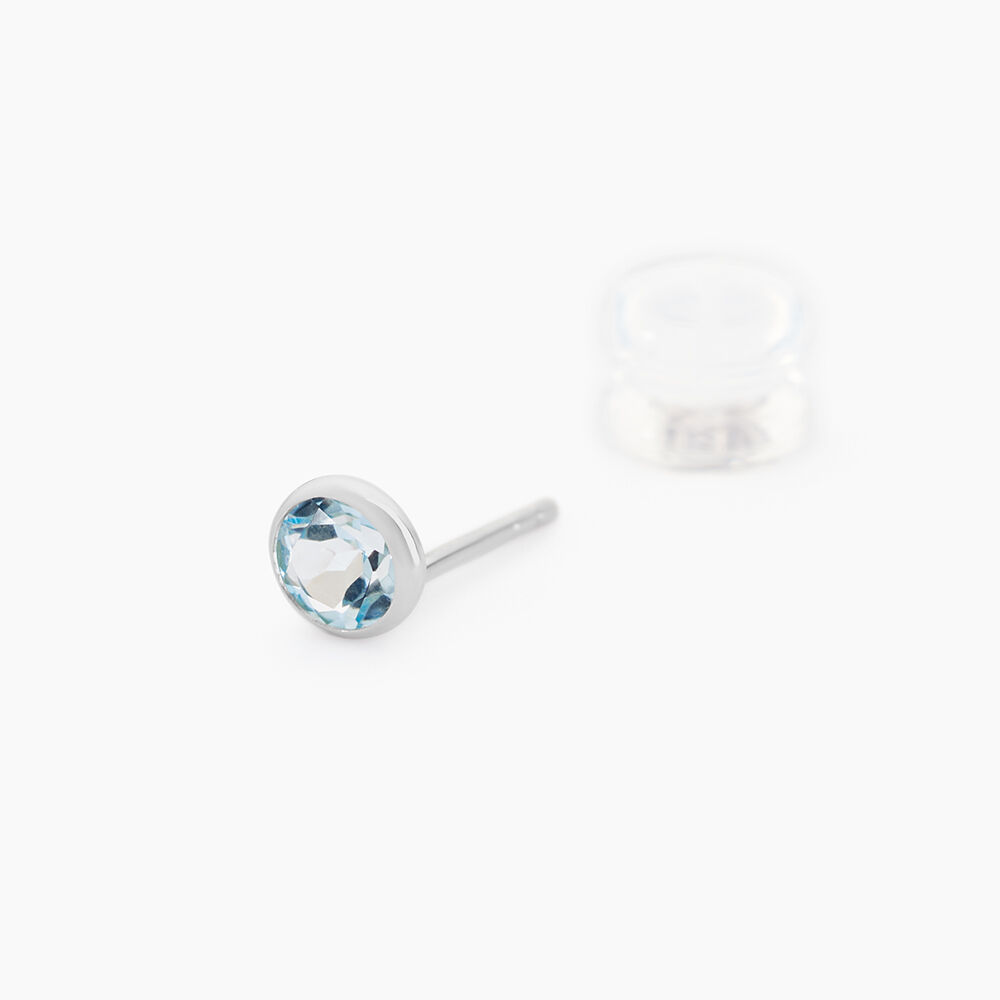 Boucles D'oreilles Puces Edy Serti Clos Or Blanc Topaze - Puces Femme | Marc Orian