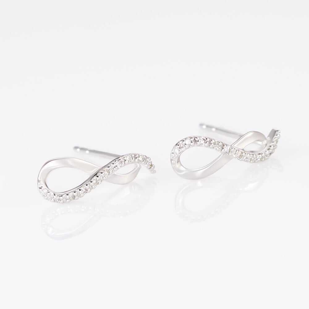 Boucles D'oreilles Puces Samy Or Blanc Diamant - Puces Femme | Marc Orian