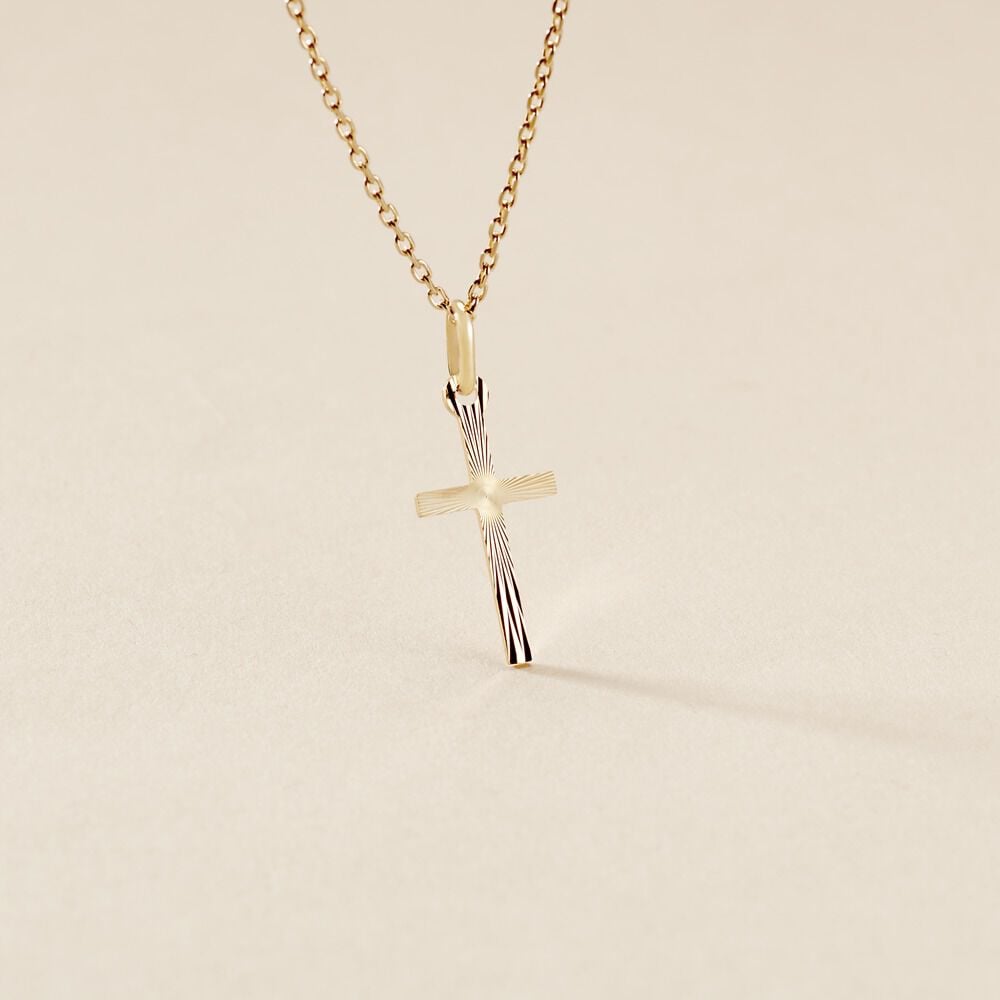 Pendentif Aidana Croix Striee Or Jaune - Pendentifs Unisex | Marc Orian