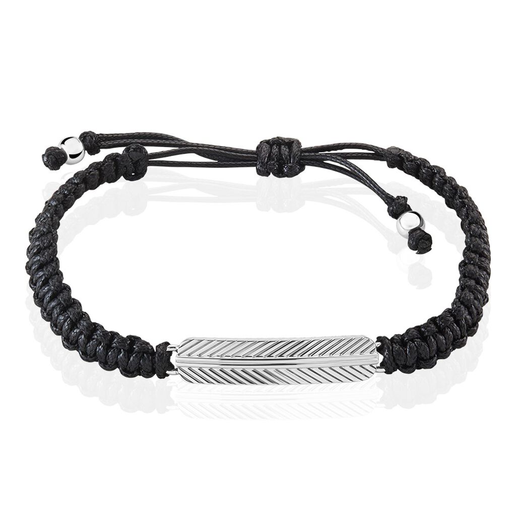 Bracelet Phebus Him Acier Blanc Cordon Noir - Bracelets cordons Homme | Marc Orian