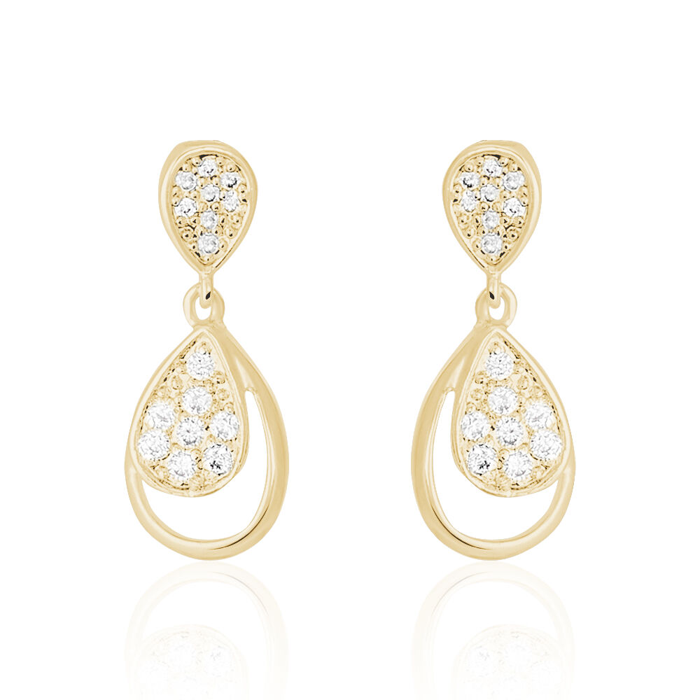 Boucles D'oreilles Pendantes Mahalya Plaqu&eacute; Or Oxyde De Zirconium - Pendantes Femme | Marc Orian