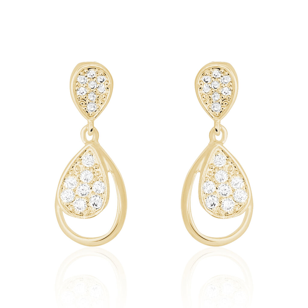Boucles D'oreilles Pendantes Mahalya Plaqu&eacute; Or Oxyde De Zirconium - Pendantes Femme | Marc Orian