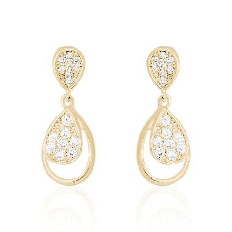 Boucles D'oreilles Pendantes Mahalya Plaqu&eacute; Or Oxyde De Zirconium - Pendantes Femme | Marc Orian
