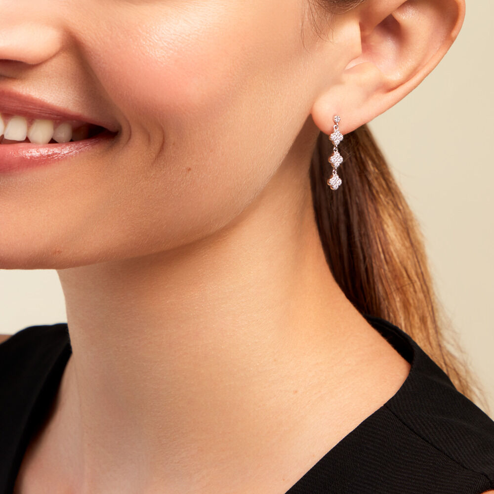 Boucles D'oreilles Pendantes Emmie Argent Blanc Oxyde De Zirconium - Pendantes Femme | Marc Orian