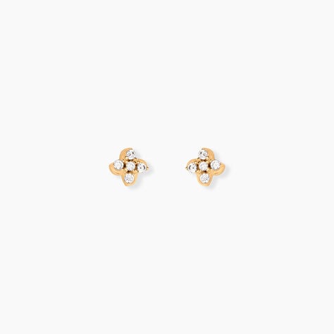 Boucles D'Oreilles Puces Monya Plaqu&eacute; Or Jaune Oxyde De Zirconium - Puces Femme | Marc Orian
