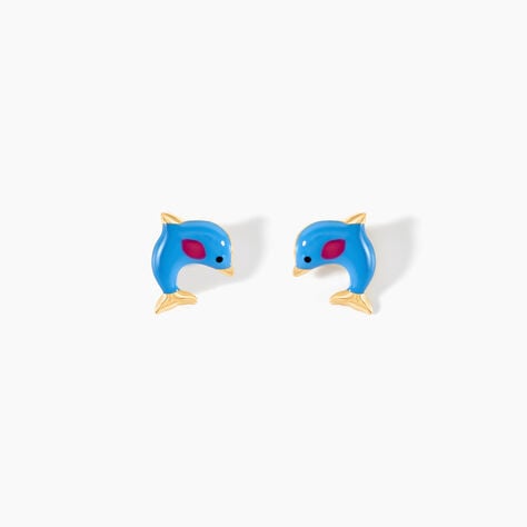 Boucles D'oreilles Puces Flipper Dauphin Or Jaune - Puces Enfant | Marc Orian