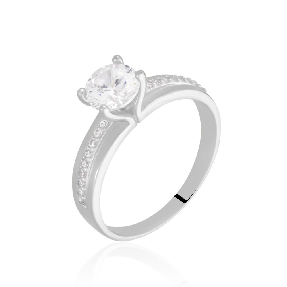 Bague Solitaire Mercan Argent Blanc Oxyde De Zirconium - Bijoux fantaisie Femme | Marc Orian