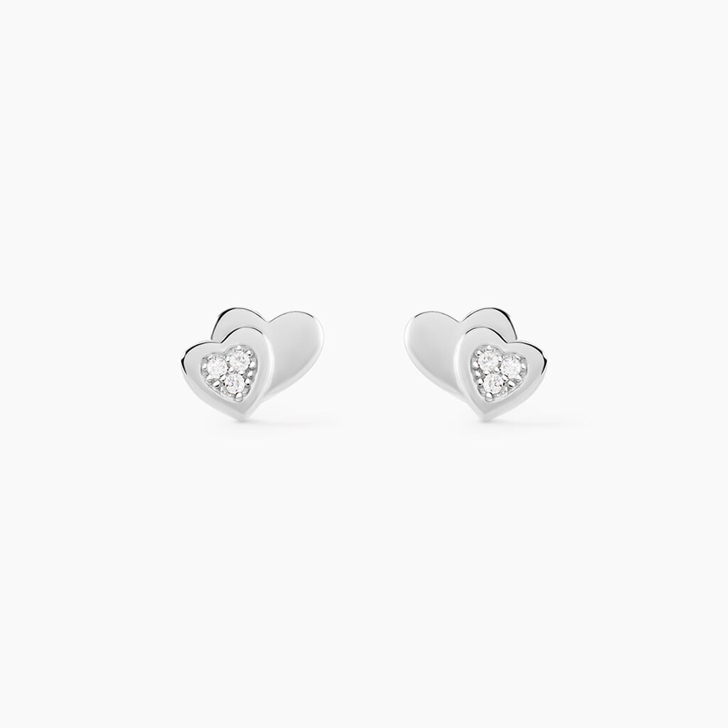 Boucles D'oreilles Puces Argent Blanc Dounyo Oxydes De Zirconium - Puces Femme | Marc Orian