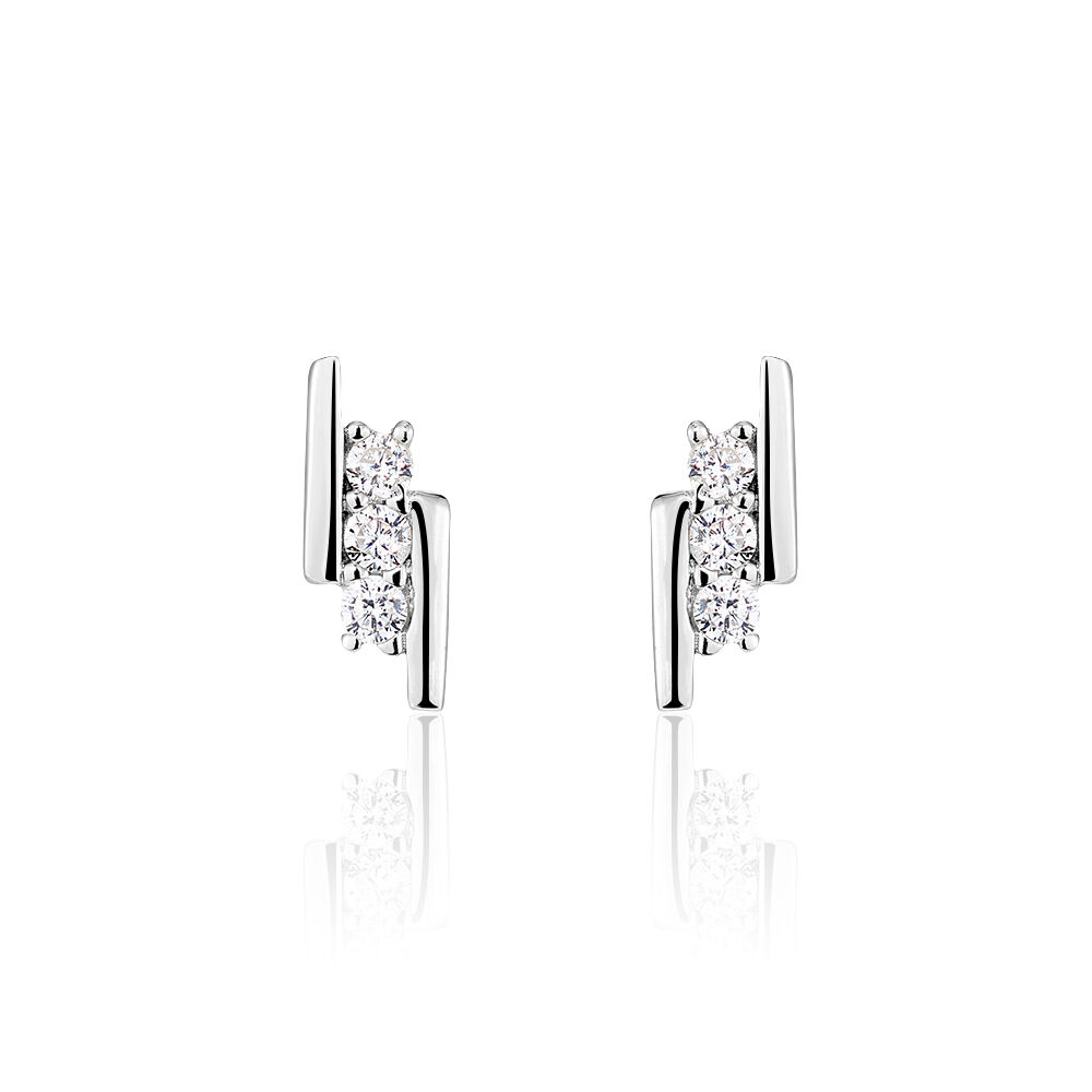Boucles D'oreilles Puces Lousie Argent Blanc Oxyde De Zirconium - Puces Femme | Marc Orian