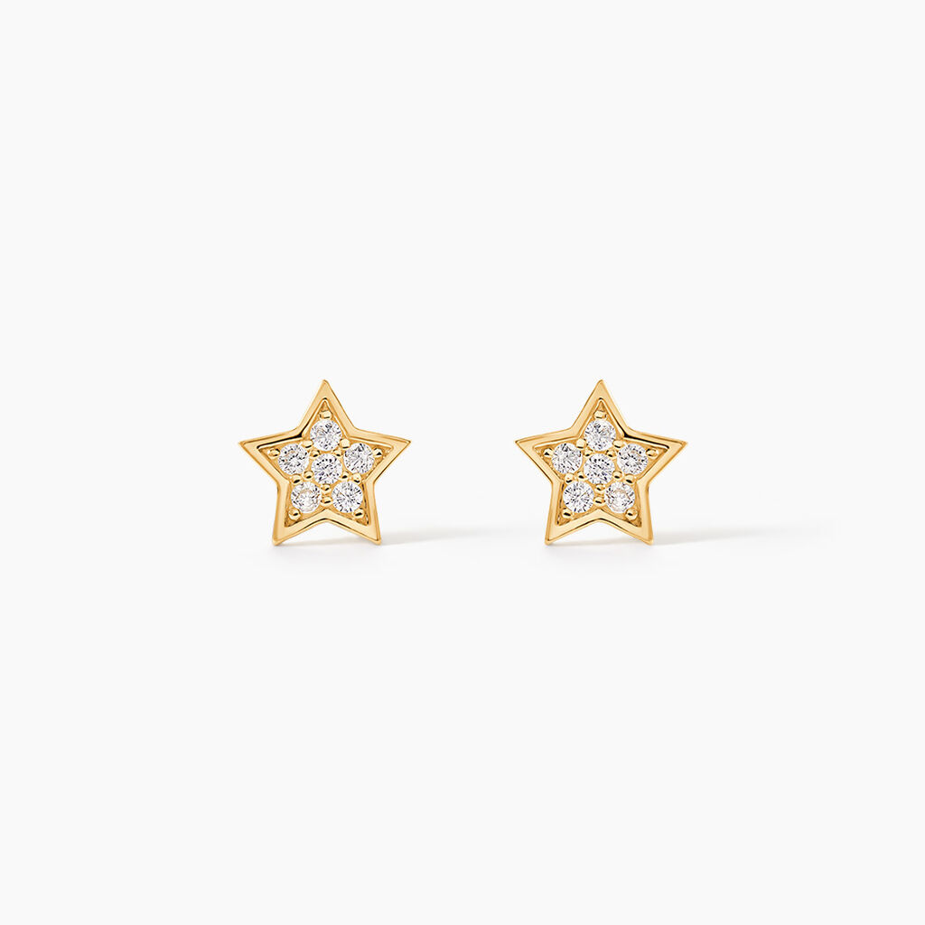 Boucles D'oreilles Puces Inaya Etoile Or Jaune Oxyde De Zirconium - Puces Femme | Marc Orian
