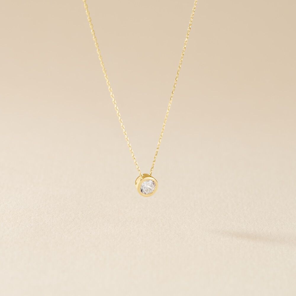 Collier Columbine Or Jaune Oxyde De Zirconium Blanc - Colliers avec pierres Femme | Marc Orian