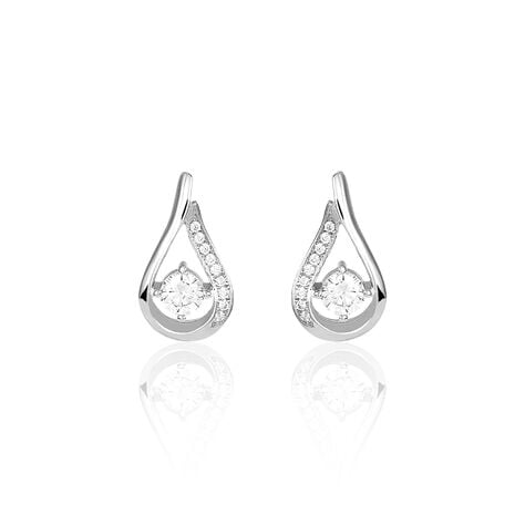 Boucles D'oreilles Puces Serena Argent Blanc Oxyde De Zirconium - Puces Femme | Marc Orian