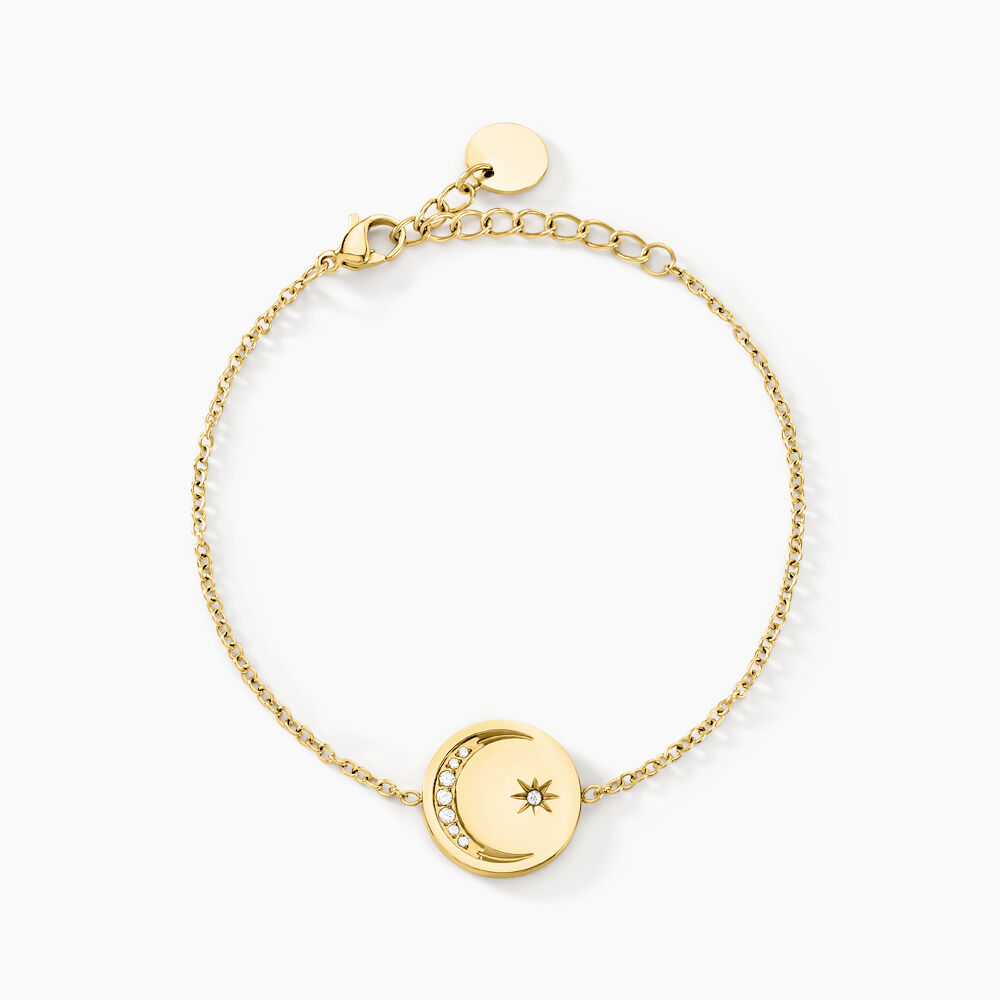Bracelet Acier Dor&eacute; Cristal - Bracelets Medailles Femme | Marc Orian
