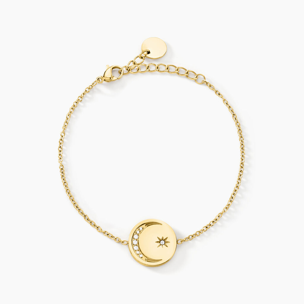 Bracelet Acier Dor&eacute; Cristal - Bracelets Medailles Femme | Marc Orian
