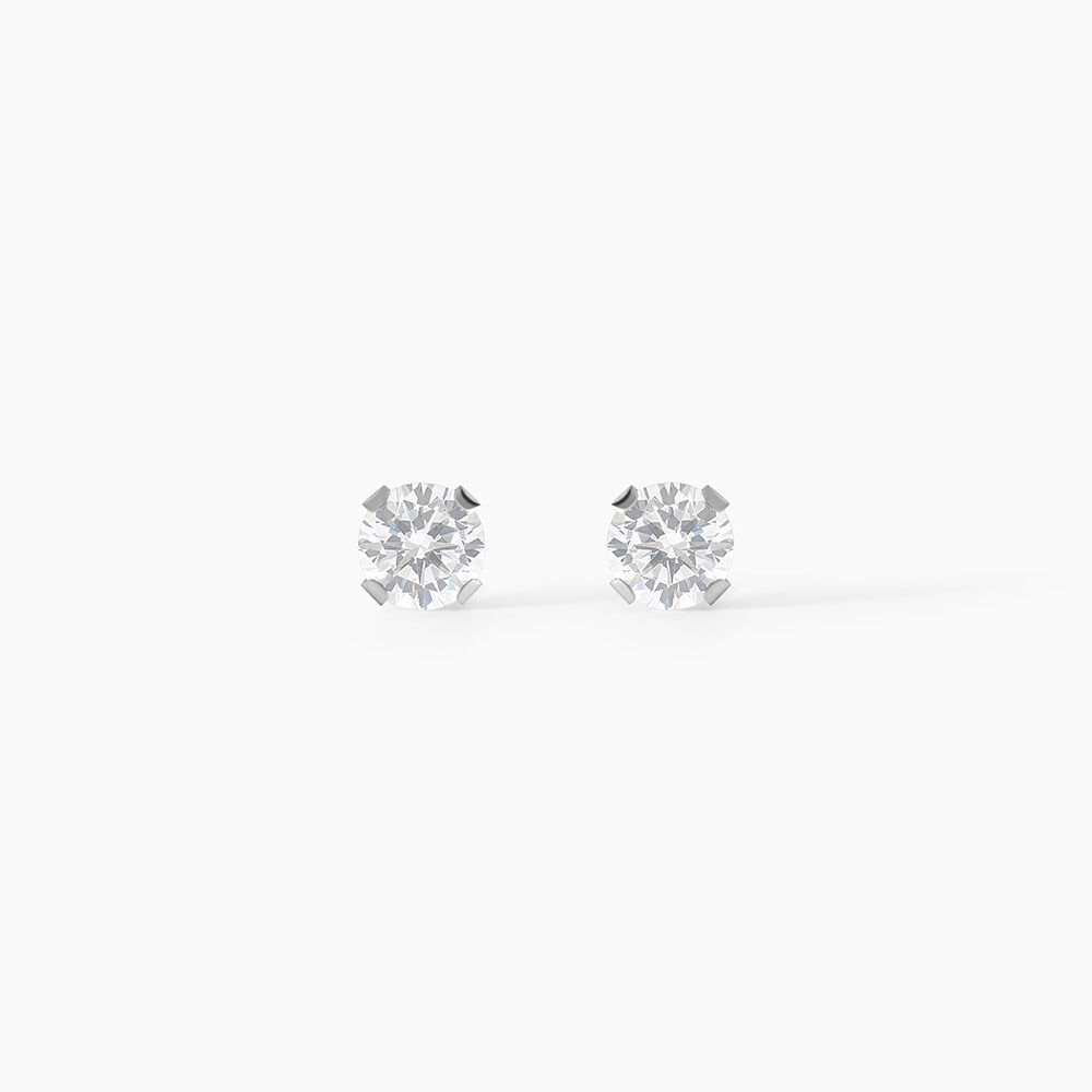 Boucles D'oreilles Puces Eddie Or Blanc Oxyde De Zirconium - Puces Femme | Marc Orian