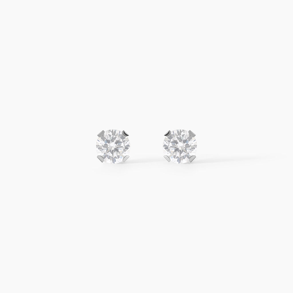 Boucles D'oreilles Puces Eddie Or Blanc Oxyde De Zirconium - Puces Femme | Marc Orian