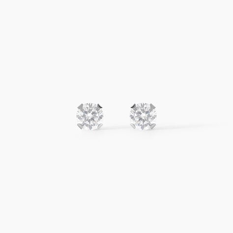 Boucles D'oreilles Puces Eddie Or Blanc Oxyde De Zirconium - Puces Femme | Marc Orian