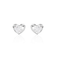 Boucles D'oreilles Puces Daria Coeur Plein Or Blanc Oxyde De Zirconium