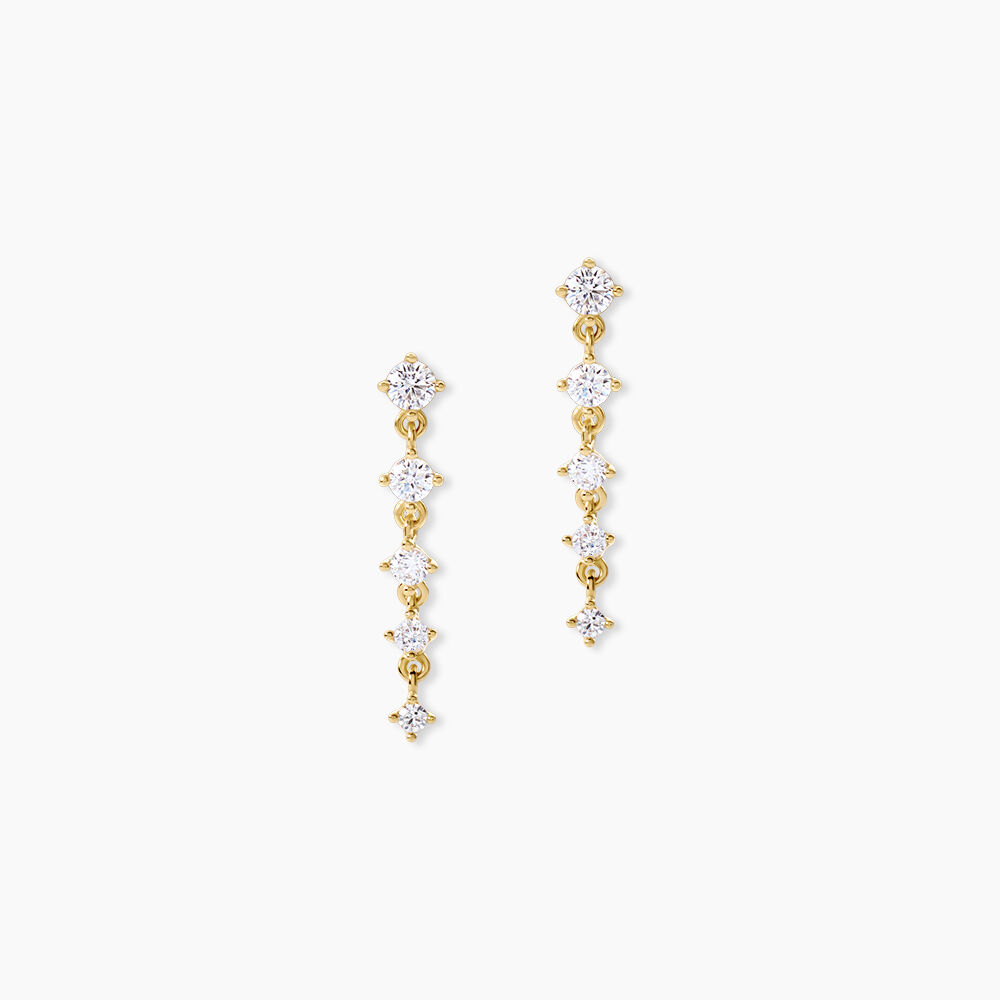 Boucles D'Oreilles Pendantes Cinthya Argent Dor&eacute; A L'Or 750/1000 Oxyde De Zirconium - Pendantes Femme | Marc Orian