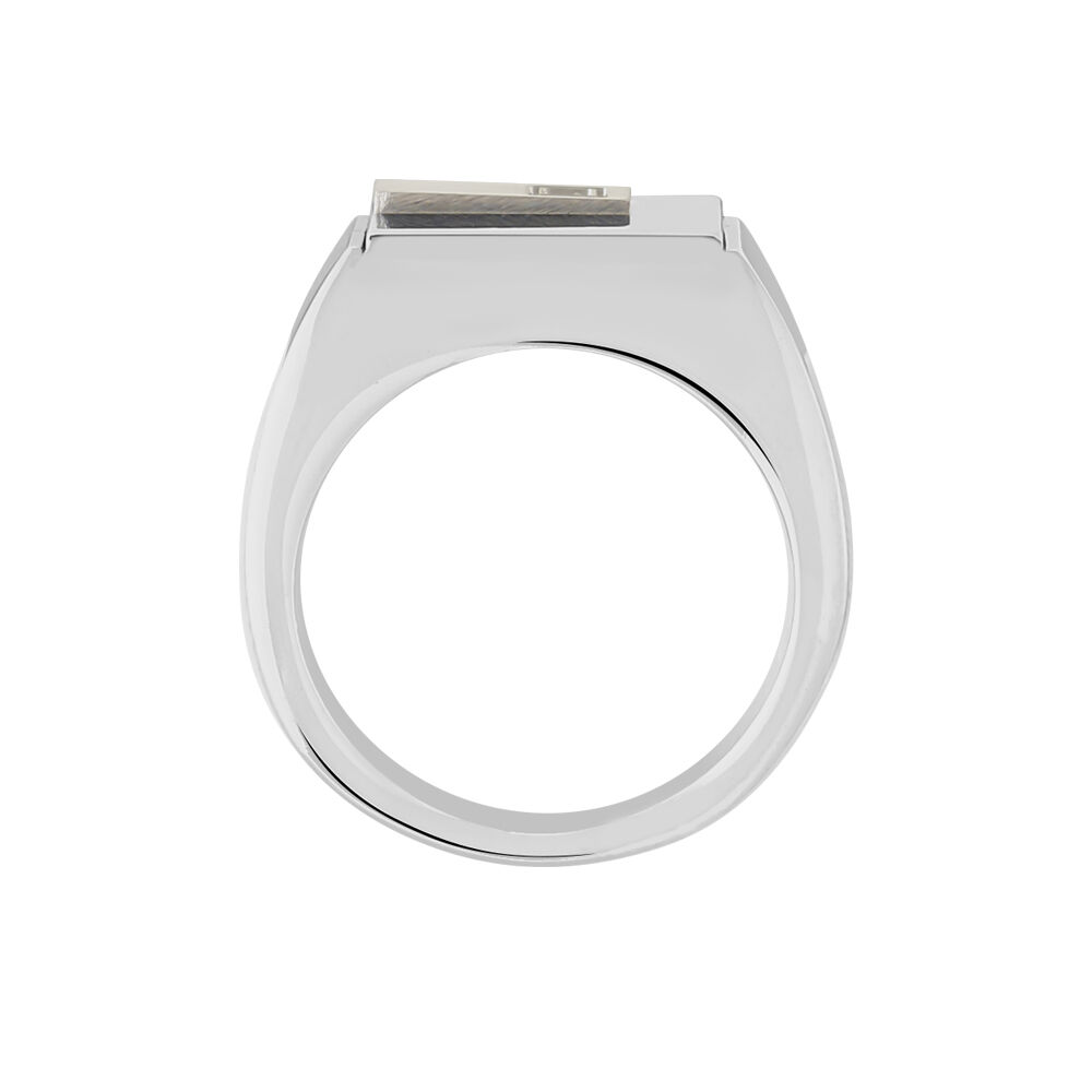 Chevalière Phebus Him Classique Acier Blanc Diamant - Chevalières Homme | Marc Orian