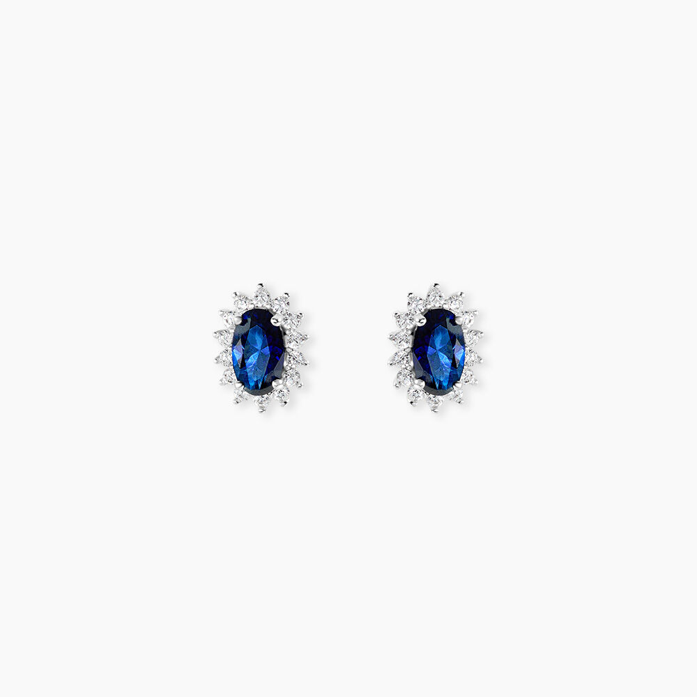 Boucles D'Oreilles Puces Liz Argent Blanc Pierre De Synthese Oxyde De Zirconium - Puces Femme | Marc Orian