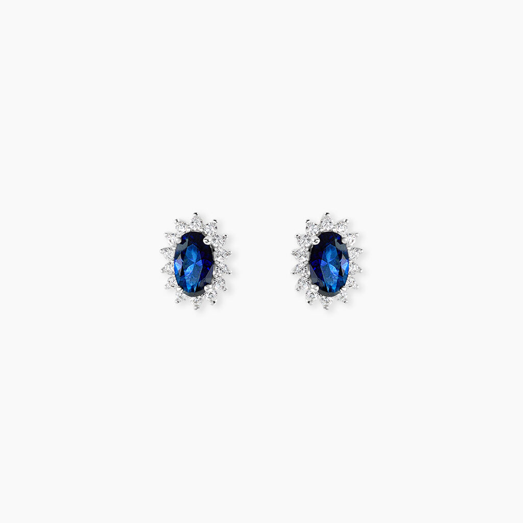Boucles D'Oreilles Puces Liz Argent Blanc Pierre De Synthese Oxyde De Zirconium - Puces Femme | Marc Orian