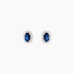 Boucles D'Oreilles Puces Liz Argent Blanc Pierre De Synthese Oxyde De Zirconium - Puces Femme | Marc Orian