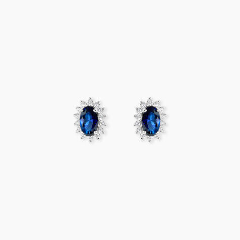 Boucles D'Oreilles Puces Liz Argent Blanc Pierre De Synthese Oxyde De Zirconium - Puces Femme | Marc Orian