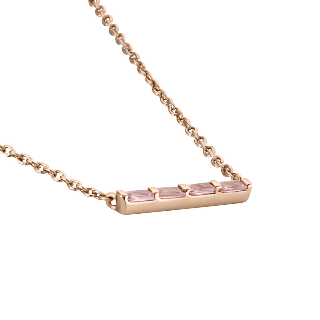 Collier Acier inoxydable Zircone rosé PVD 50-60 cm