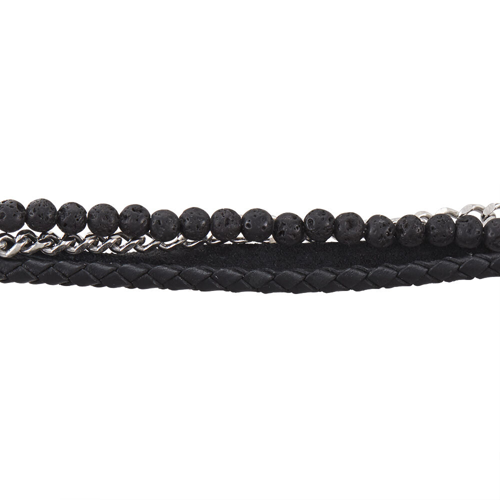 Bracelet Acier Blanc Juult Pierres De Lave - Bracelets cuir Homme | Marc Orian