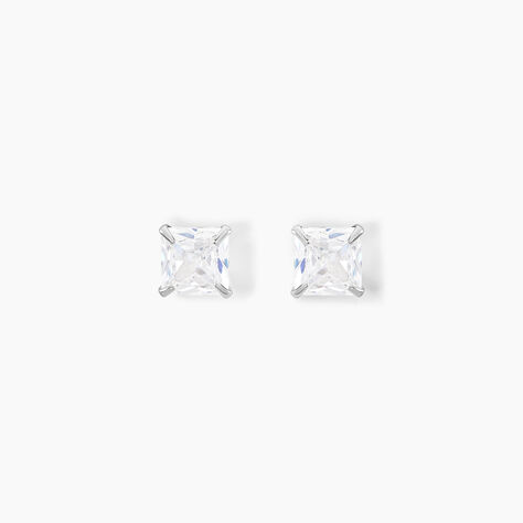 Boucles D'oreilles Puces Or Blanc Oxyde De Zirconium - Puces Famille | Marc Orian
