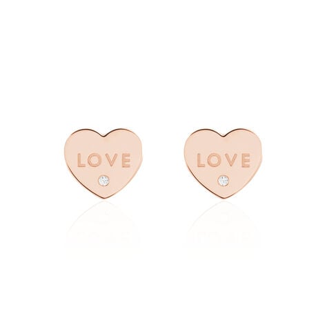 Boucles D'oreilles Puces Deven Argent Rose Oxyde De Zirconium - Puces Femme | Marc Orian