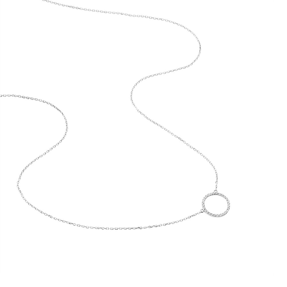 Collier Stip Or Blanc Oxyde De Zirconium - Colliers avec pierres Femme | Marc Orian