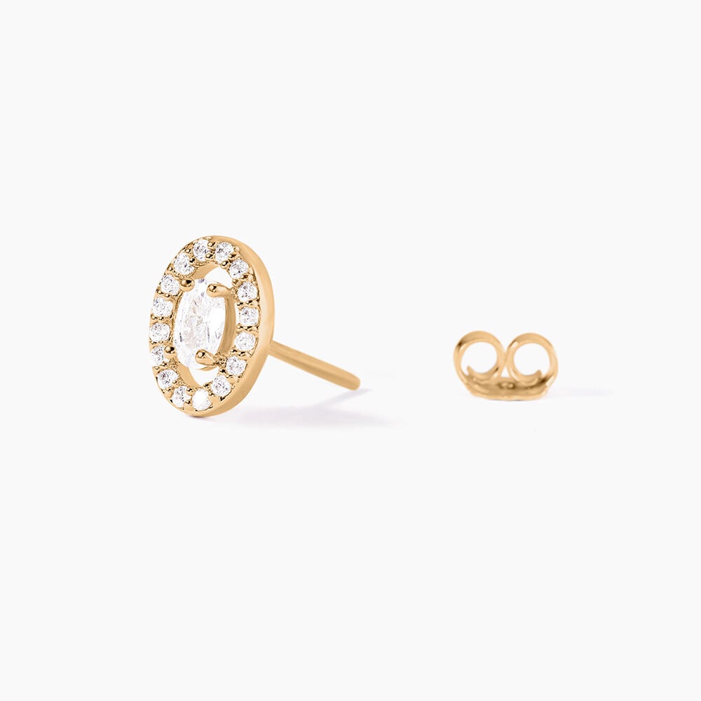 Boucles D'oreilles Puces Classical Plaqué Or Jaune Oxyde De Zirconium - Puces Femme | Marc Orian