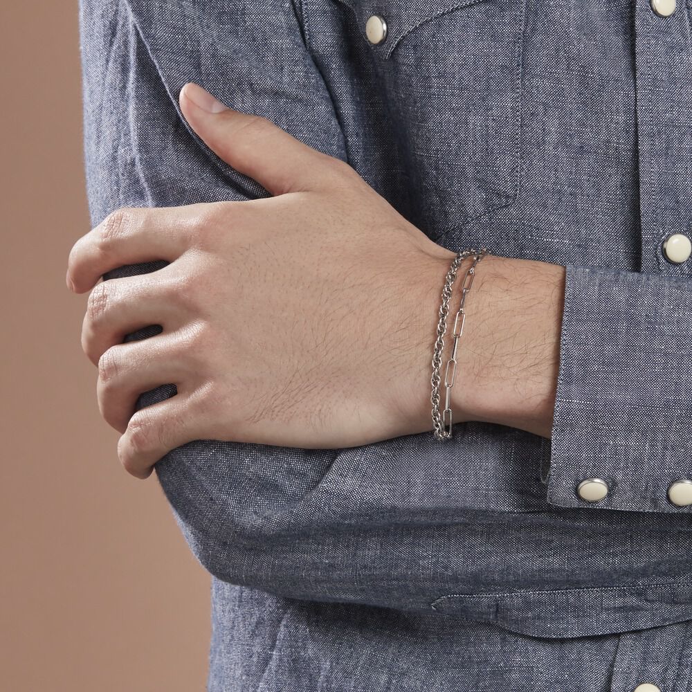 Bracelet Argent Blanc Livio - Bracelets mailles Homme | Marc Orian