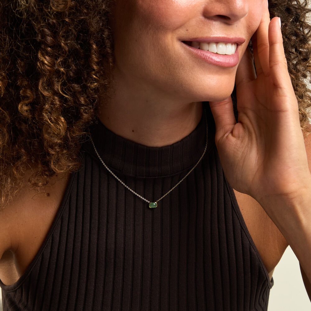 Collier Nymphe Argent Dor&eacute; A L'Or 750/1000 Aventurine - Colliers avec pierres Femme | Marc Orian