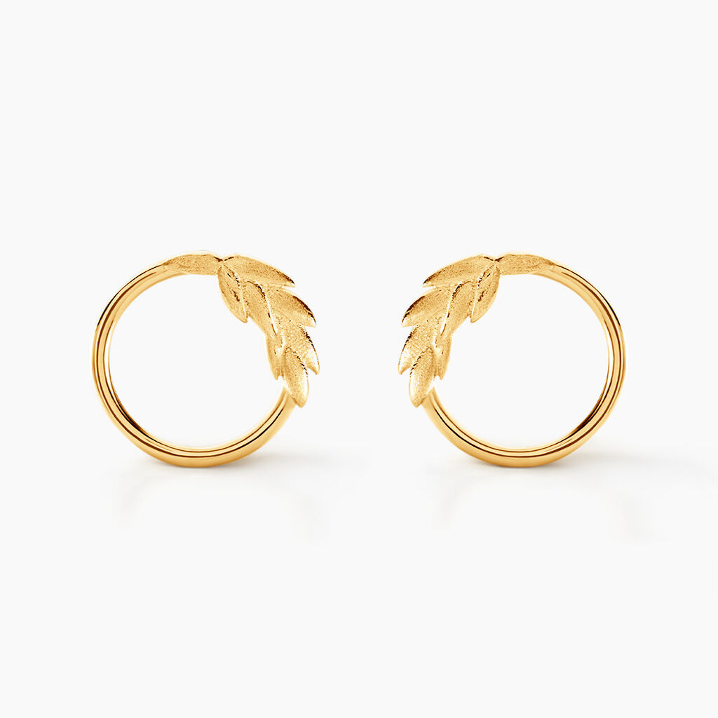 Boucles D'oreilles Puces Foliel Or Jaune - Puces Femme | Marc Orian