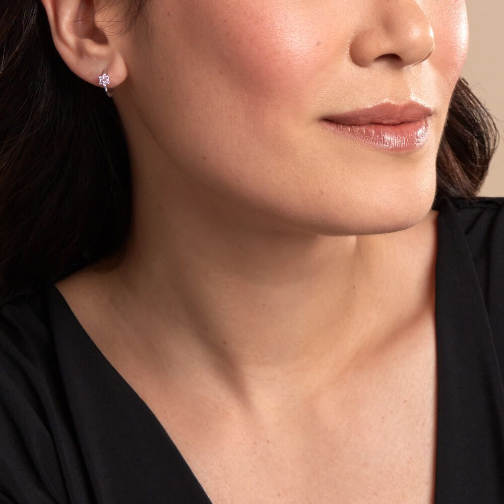 Creoles Argent Blanc Blossom Bash Oxyde De Zirconium - Créoles Femme | Marc Orian