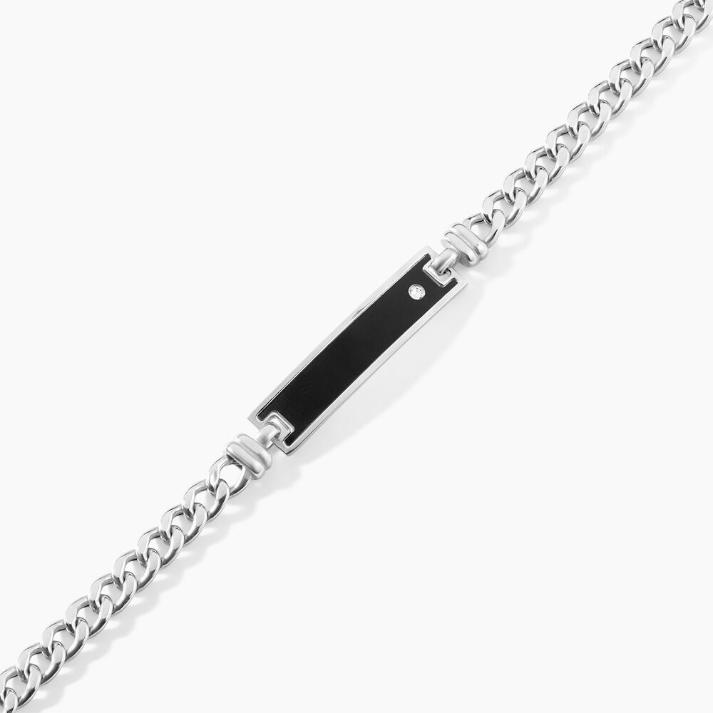 Bracelet Identite Argent Blanc Ilias Oxyde De Zirconium - Gourmettes Homme | Marc Orian