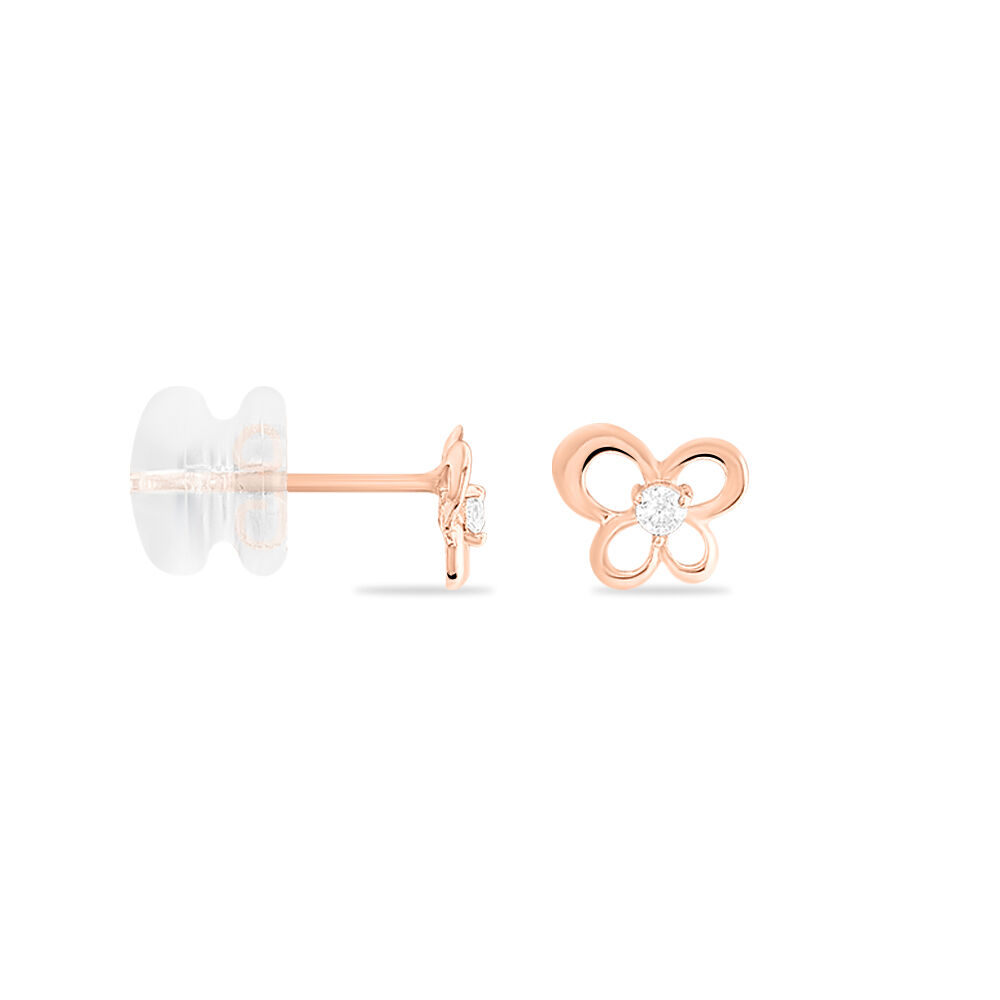 Boucles D'oreilles Puces Eleanor Fleur Or Rose Oxyde De Zirconium - Puces Femme | Marc Orian