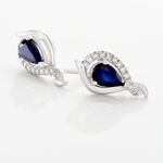 Boucles D'oreilles Puces Angelika Or Blanc Saphir Et Diamant - Puces Femme | Marc Orian