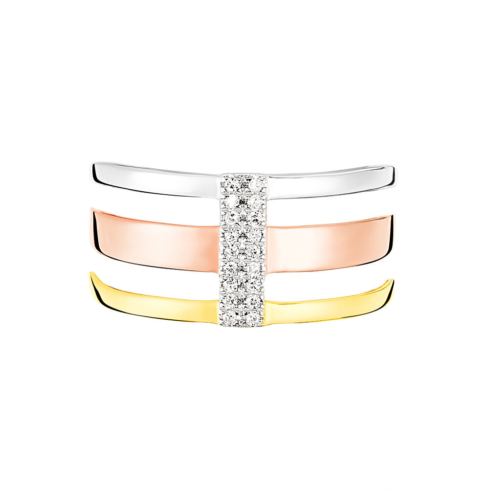 Bague Rainbow Or Tricolore Diamant - Bagues pierres pr&eacute;cieuses Femme | Marc Orian