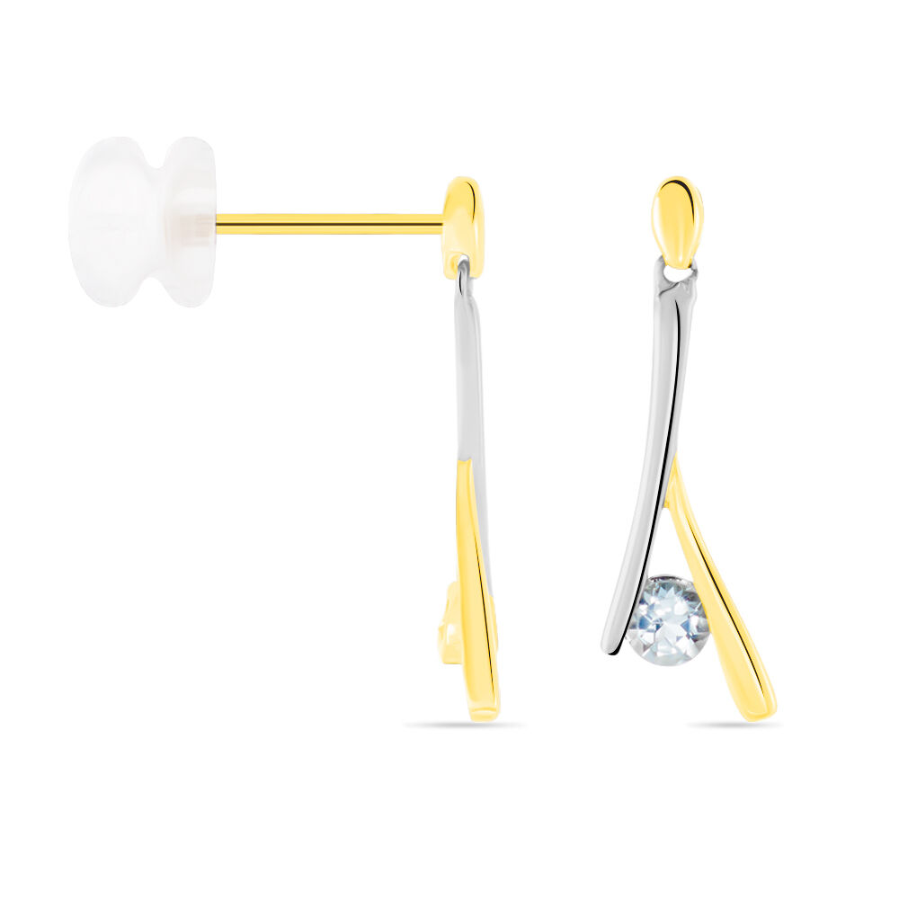 Boucles D'oreilles Pendantes Madli Or Bicolore Topaze - Pendantes Femme | Marc Orian