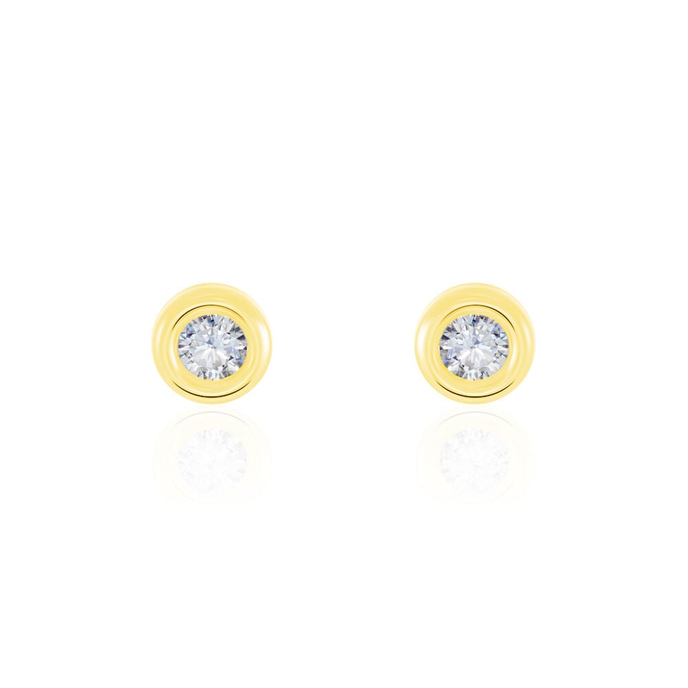 Boucles D'oreilles Puces Eden Serti Pneu Or Jaune Oxyde De Zirconium - Puces Femme | Marc Orian